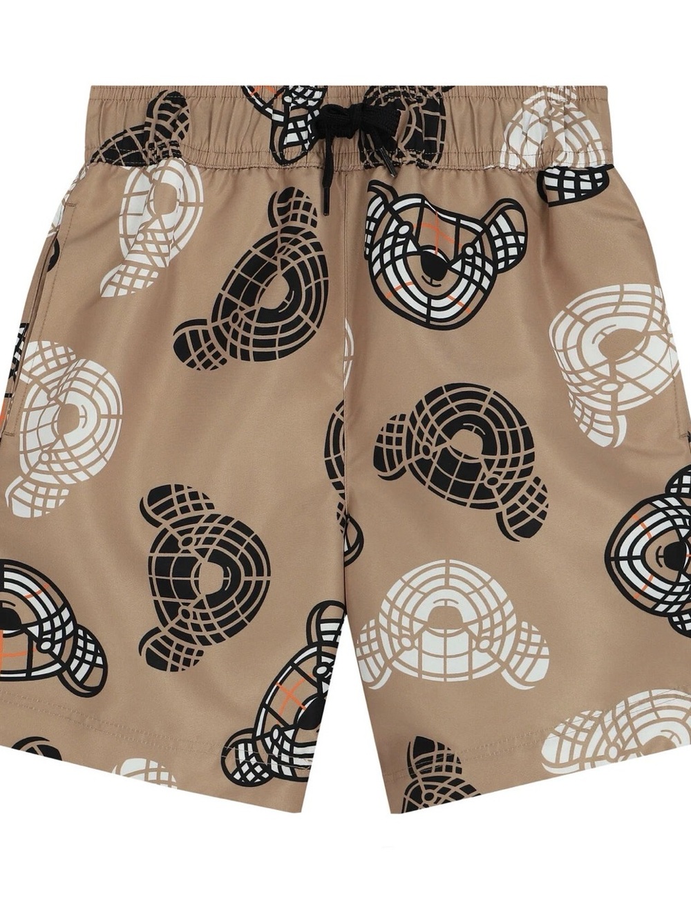 Burberry Tan Swim Trunks with Bear Motif